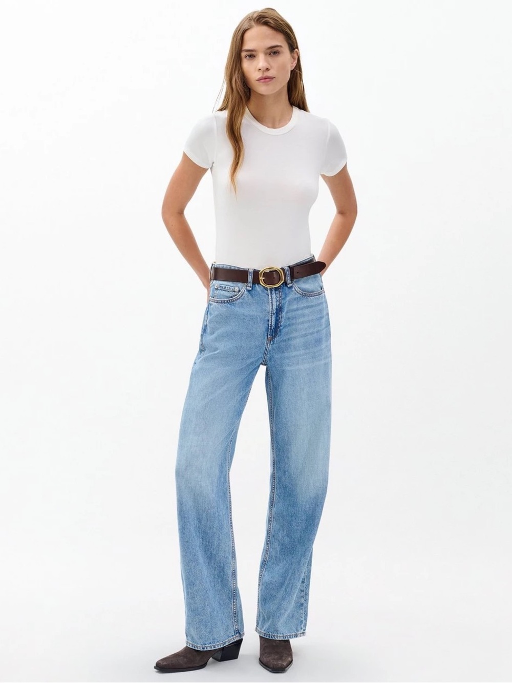 Rag & Bone Featherweight Logan Wide-Leg Jean Audrey - Picture 1 of 8